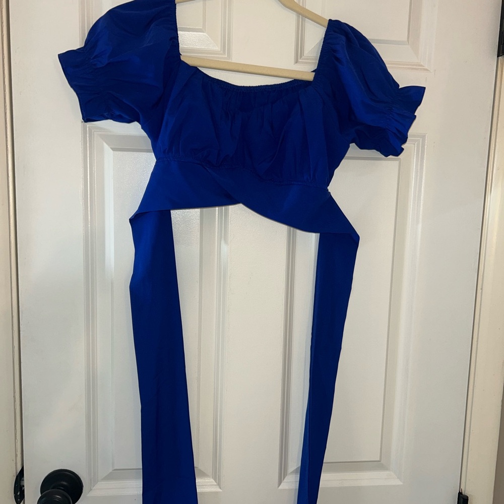Royal Blue Tie Back Crop Top